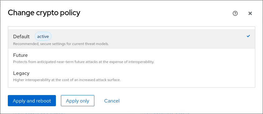 Crypto policies modal