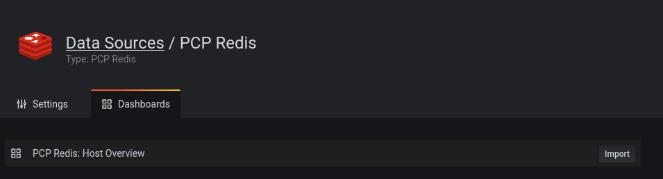 Grafana PCP dashboard import