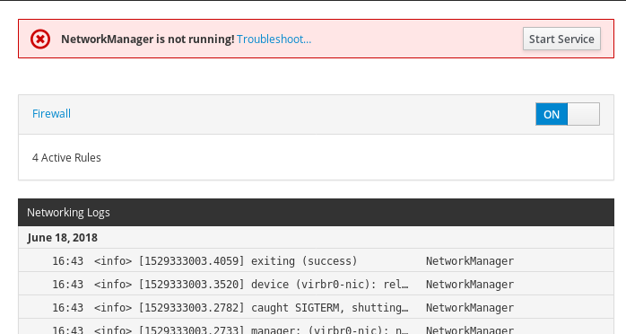 Enabled stopped NetworkManager