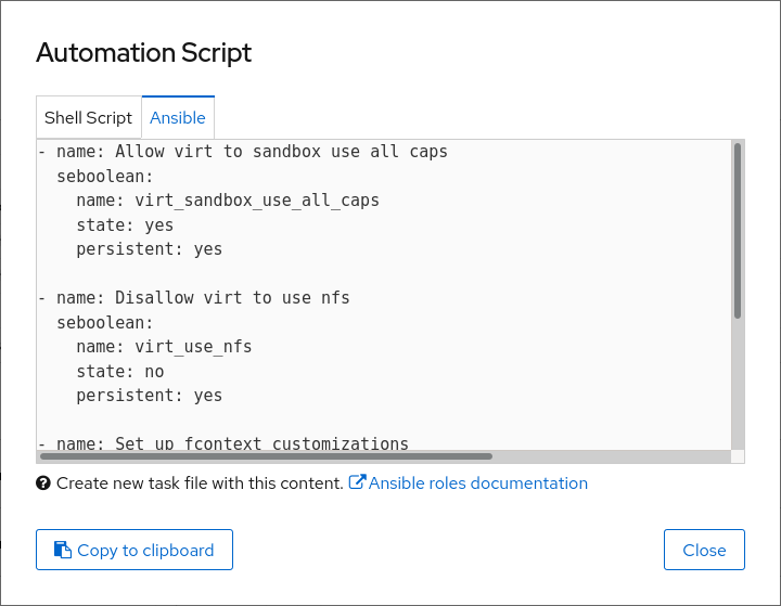 SElinux autoscript ansible