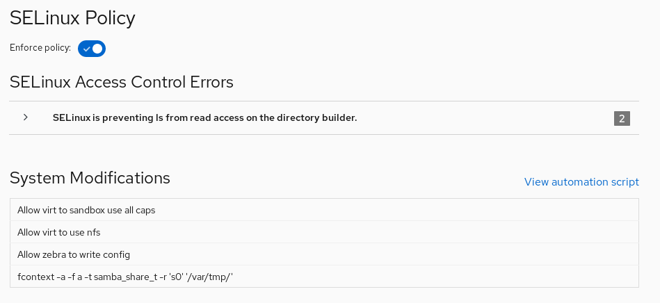SELinux modifications